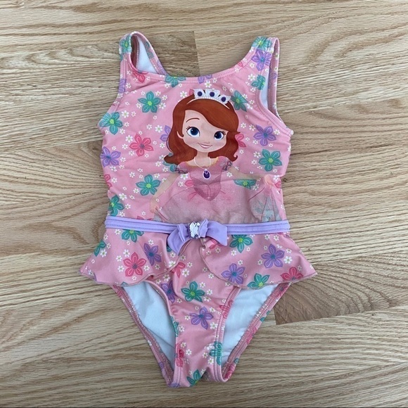 Sofia the First One Piece Swimsuit Sz 3 Kids Disney Pink Bathing - Picture 1 of 4